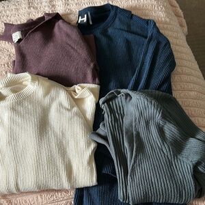 Ribbed Knit Sweaters in Blue, Cream, Purple and Gray | Cozy & Stylish |